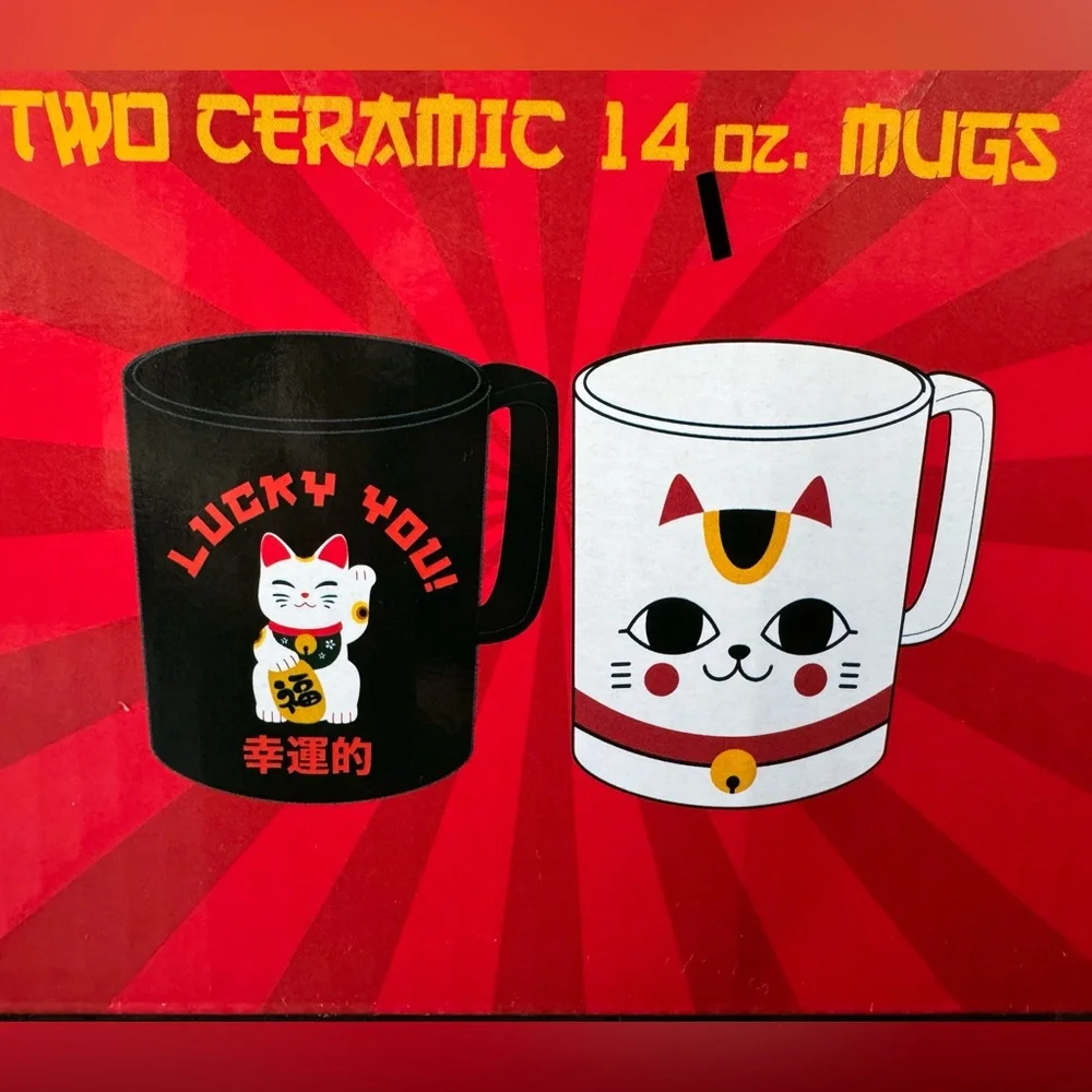 MAD Engine- Lucky Cat 2-Piece Mug Set (NEW)